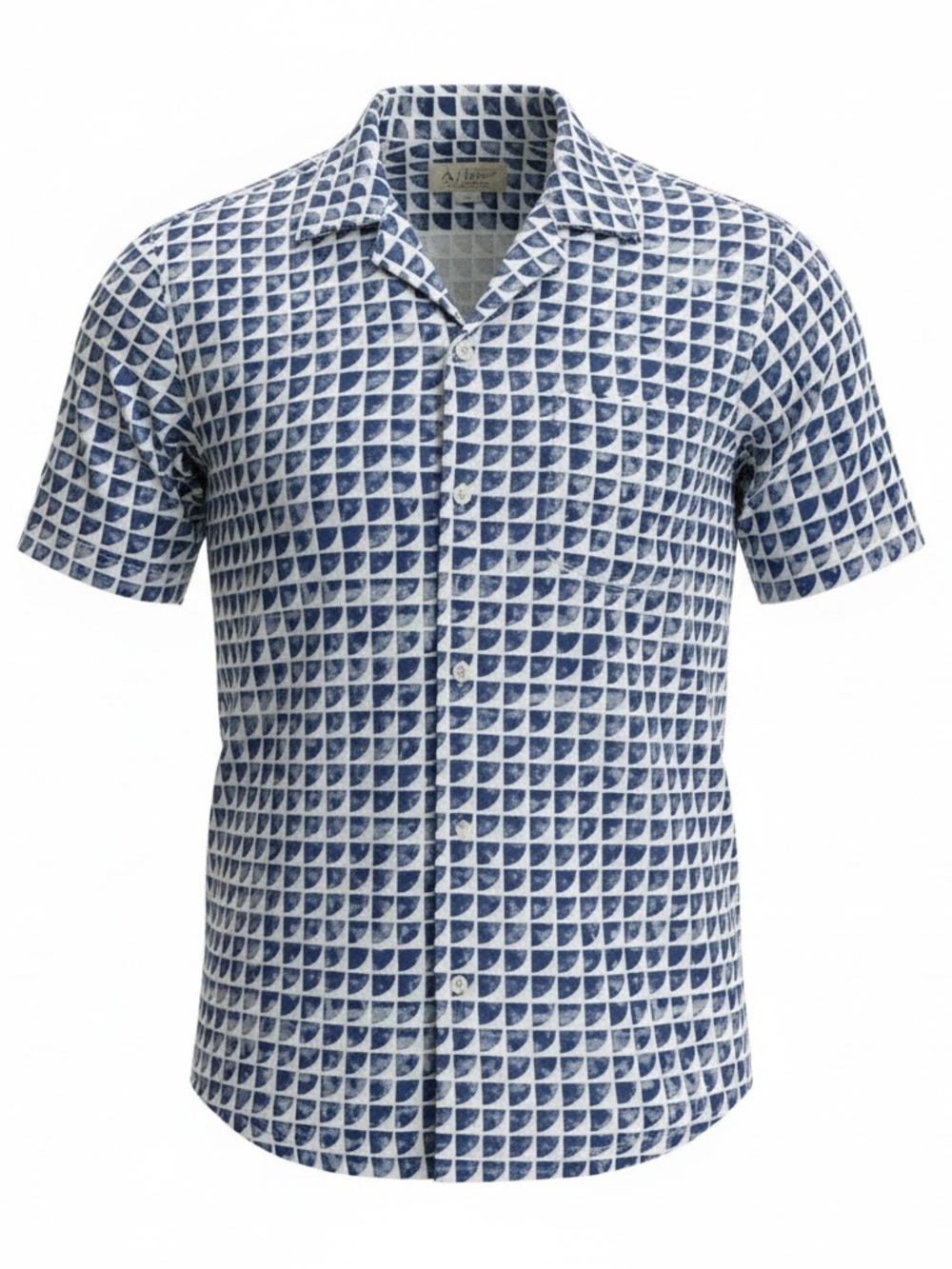 Original Penguin Men’s Linen Blend Shirt | Size XL | Ocean Blue & White Print